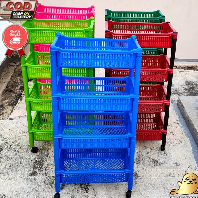 Rak Serbaguna / Rak Salon 4 Susun Plastik Keranjang Ksb