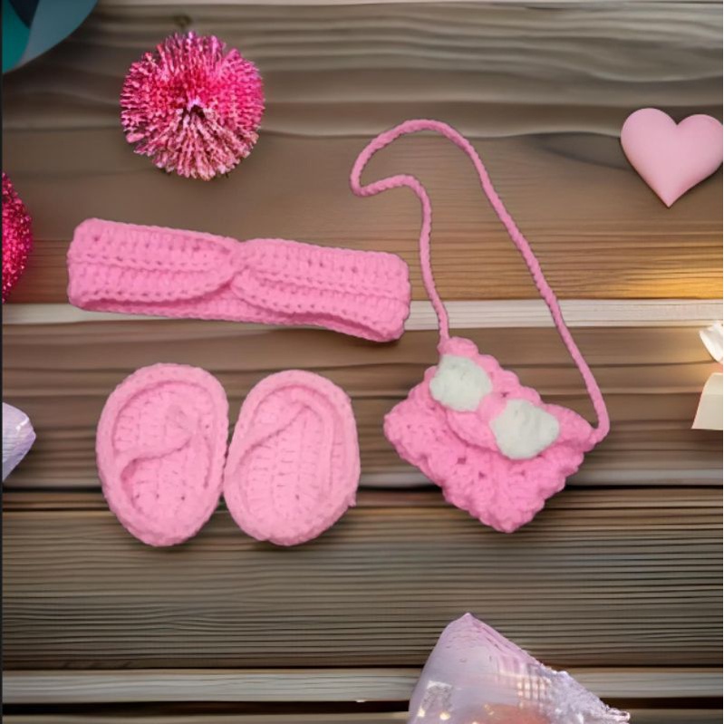 one set sandal bando tas rajut properti foto photoshoot bayi new born baby gift hadiah