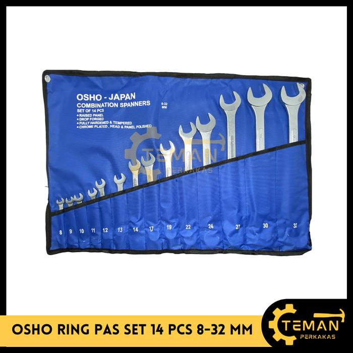 Terlaris Osho Japan Kunci Ring Pas Set 14 Pcs 8-32 / Combination Wrench Spanner