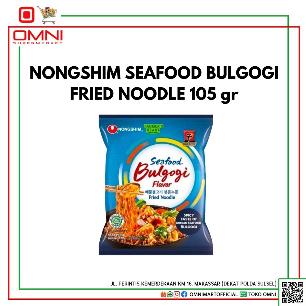 

NONGSHIM SEAFOOD BULGOGI FRIED NOODLE 105 GR MIE INSTANT KOREA