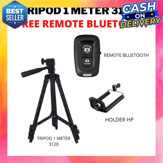 Tripod Multifungsi Remote Panjang Led Berdiri Digital Blue Lampu 1,5 Meter+Led Tongsis Hp Vlog Murah