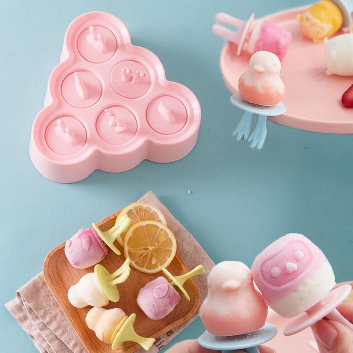 

Cetakan Silikon Es Krim Puding Jelly Lucu Popsicle Mold 6cups Triangle