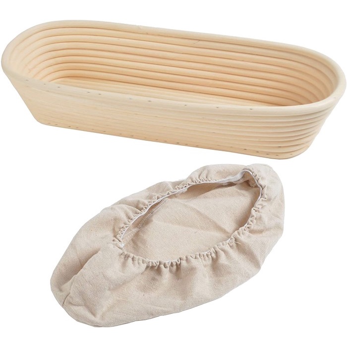 

Banneton Basket Proofing Sourdough Plus Linen Cover Oval 35x14.5x8