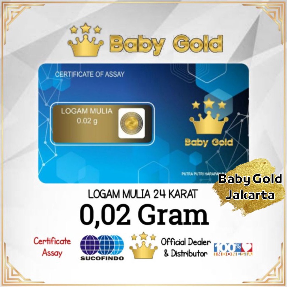7V7PW Baby Gold Emas Mini 0,02 gram Logam Mulia 24 Karat 0.02gr BabyGold Emas Murni 24K LM mjnck