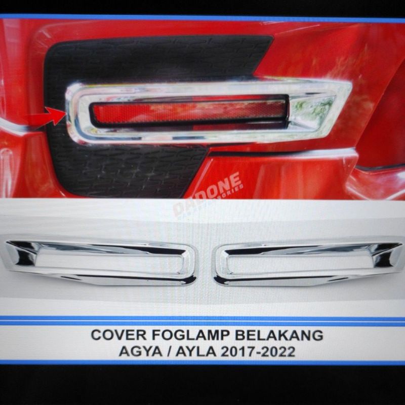 cover ring reflektor bumper belakang toyota agya / ayla 2017 sampai 2022 2019 2020 2021 2018 chrome crome tempel