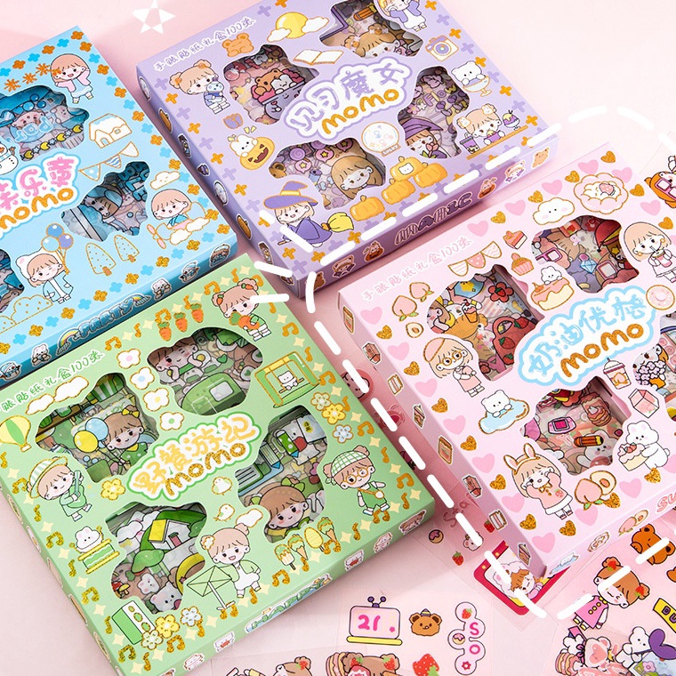 

✨MEGA ⚡ALE✨ MOMO STIKER KOREA ISI 100 PCS STICKER DECO AESTHETIC / STICKER DIY TUMBLER / BINDER / CASE HP / DIARY / BUJO /SCRAPBOOK MOMO GIRL