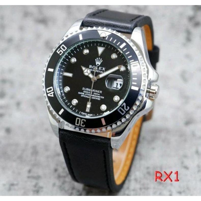 New Jam Tangan Rolex Tali Kulit Dan Tanggal