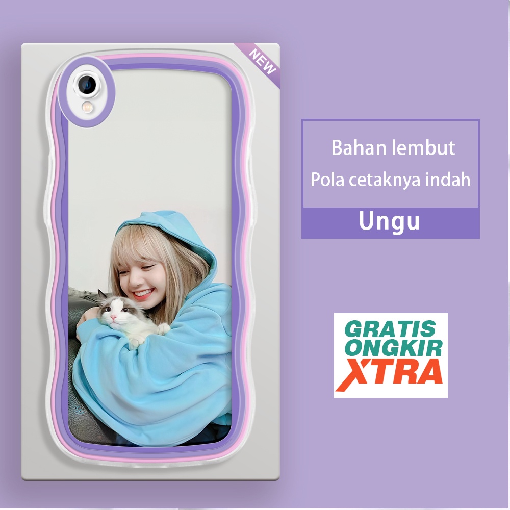 Mulia OPPO A37 A37F A53 2020 A52 A54 2021 A55 A57 2022 A59 Casing Ponsel Pola lisa blackPink Korea w