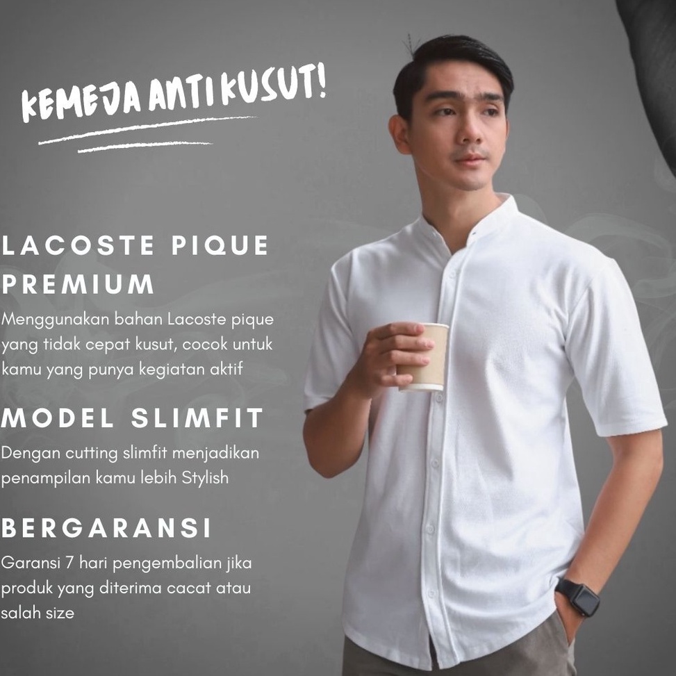 Rekomendasi Kemeja Pendek Casual Polos Pria Cowo Laki Laki Slimfit Baju koko Muslim Basic Besic Leng