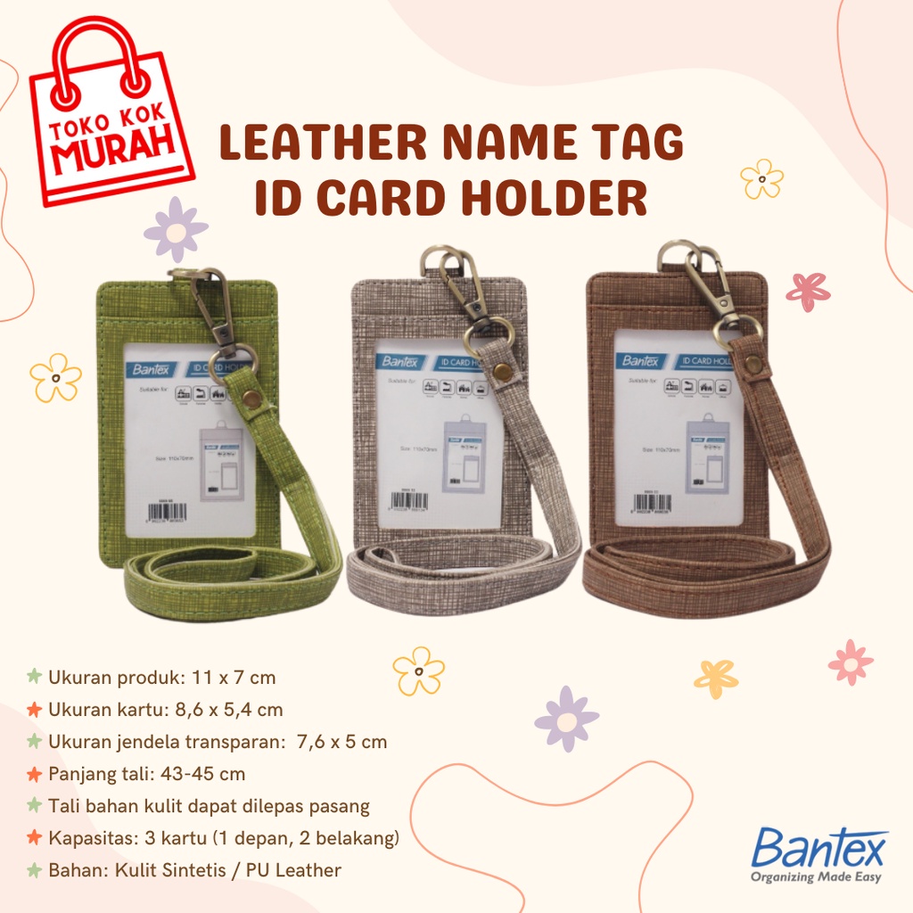 

BANTEX LEATHER NAME TAG ID CARD HOLDER KULIT SINTETIS LANYARD TALI
