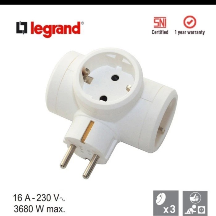 Terlaris Steker T Legrand 16A 050662 / Colokan Listrik Cabang 3 Legrand White