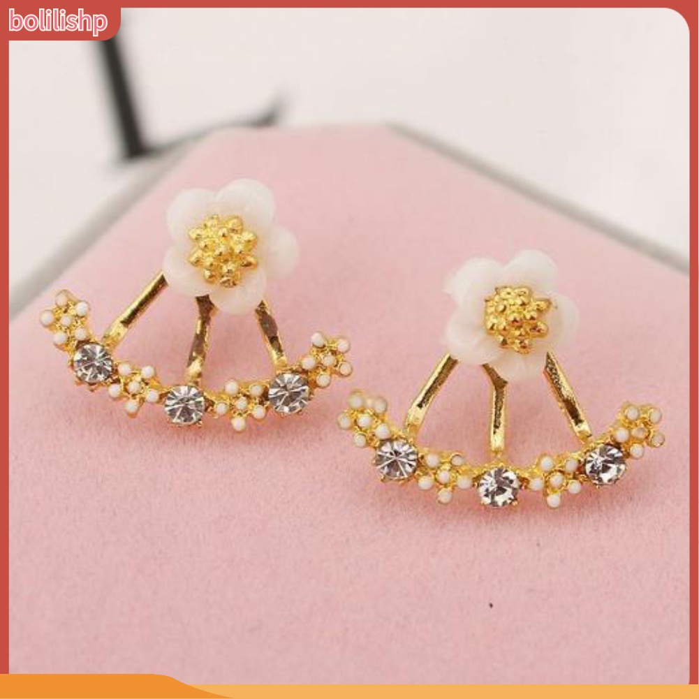 &lt;Bolilishp&gt; Anting Tusuk Wanita Desain Bunga Aster Hias Berlian Imitasi Untuk Pestahadiah