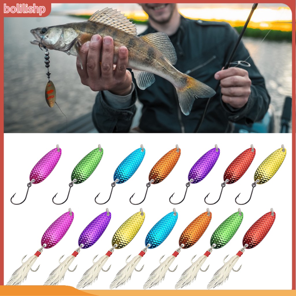 [Bolilishp] 5pcs 5g/15g Umpan Keras Memancing Payet Dengan Bulu Kait Tajam Anti-escape Stainless Angling Menarik Perhatian Air Asin Air Tawar Treble Hook Umpan Perlengkapan Memancing