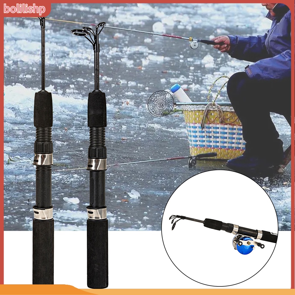 [Bolilishp] 50cm/67cm Winter Fishing Rod Telescopic Ultrashort Adjustable Guide Ring Ultralight Memancing Serat Karbon Dua/Tiga-Bagian Es Pancing Tiang Angling Gear