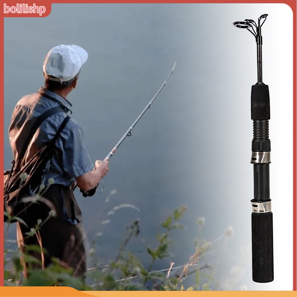 [Bolilishp] 50cm/67cm Winter Fishing Rod Telescopic Ultrashort Adjustable Guide Ring Ultralight Memancing Serat Karbon Dua/Tiga-Bagian Es Pancing Tiang Angling Gear