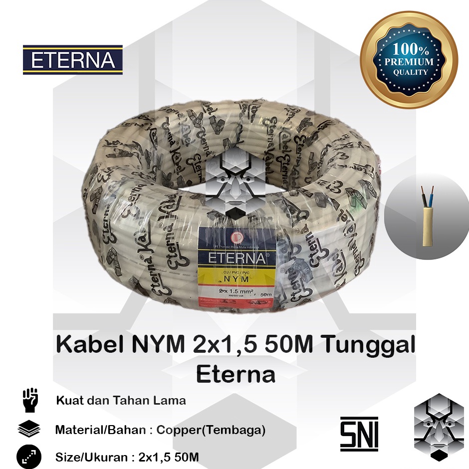➣FUT Kabel NYM 2x1.5 50M Tunggal Eterna/ Kabel 2x1.5 50M Tunggal Eterna/ Kabel NYM 2x1,5 50M Tunggal