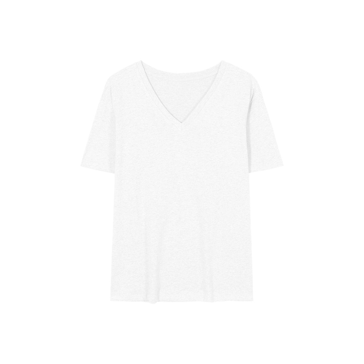 Red Design sense niche v-neck simple lengan pendek T-shirt wanita musim panas longgar 2023 baru slimming all-match atasan abu-abu