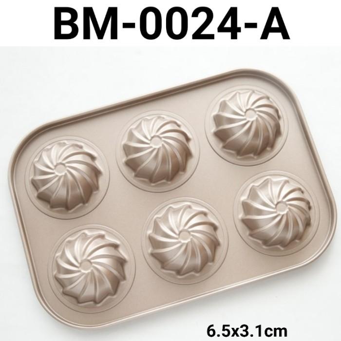 Gr-Bm-0024 Loyang Teflon Emas Cupcake Brownies Bulat Kue Ijo Canelle