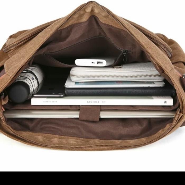 Tas Jinjing Tas Selempang Kanvas Pria Tas Laptop Tas Kantor Kanvas