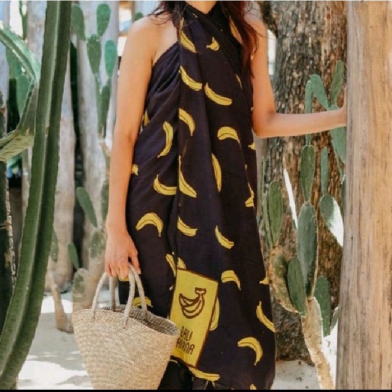 KAIN PANTAI BANANA PRINT / SARONG PANTAI PRINT BAHAN KATUN ADEM HALUS TEBAL UKURAN 2 M X1 M BY BALI 
