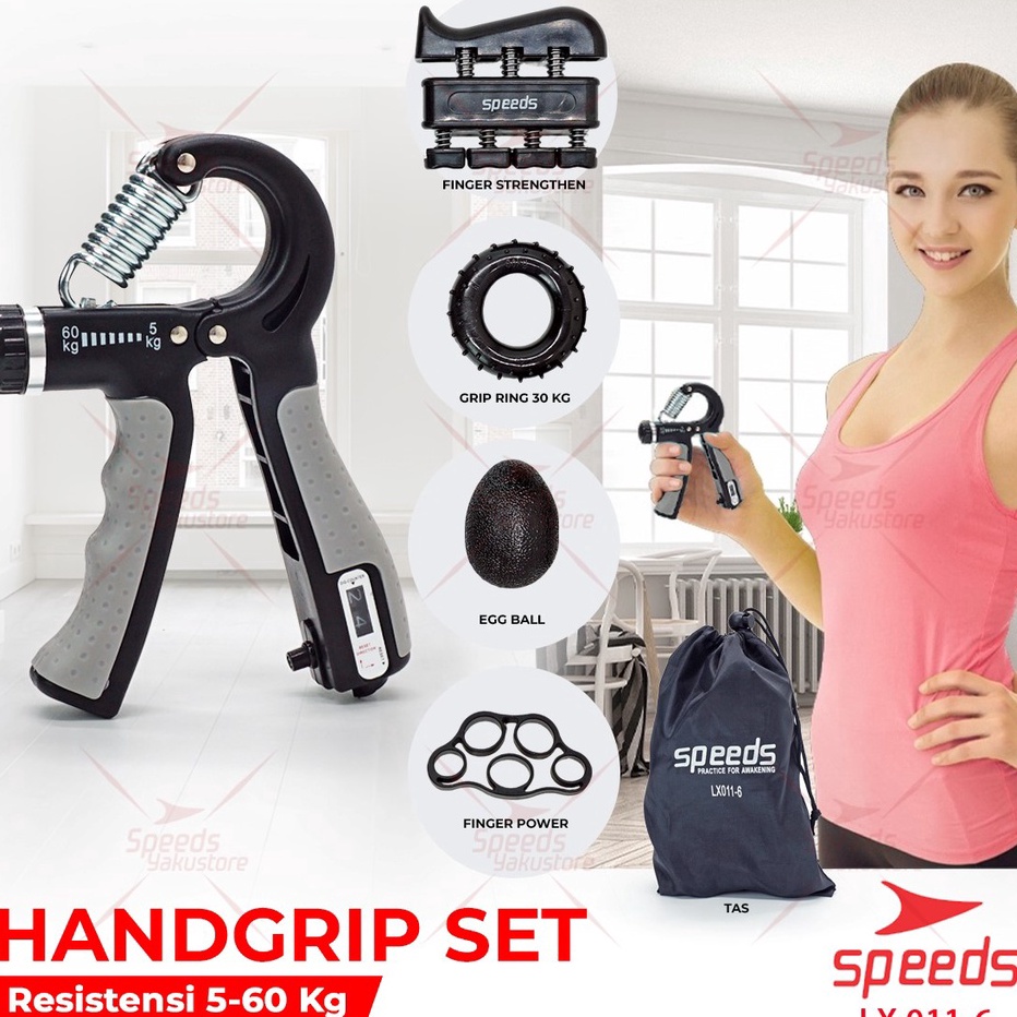 ➜ia Best Seller SPEEDS Handgrip Set 5in1 Multifunction Alat Olahraga Tangan dan Jari Gym Fitness 011-6 L65 ✲