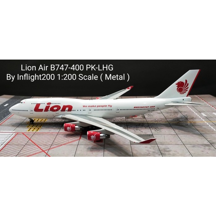 Terlaris Lion Air B747-400 Pk-Lhg By Inflight200 1:200 Scale Metal