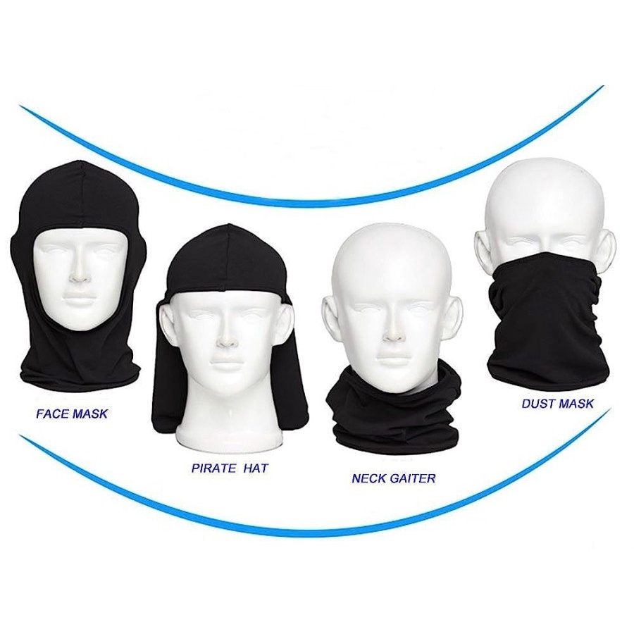 Masker Baff Full Face Spandex Pelindung UV Helm Polos Hitam
