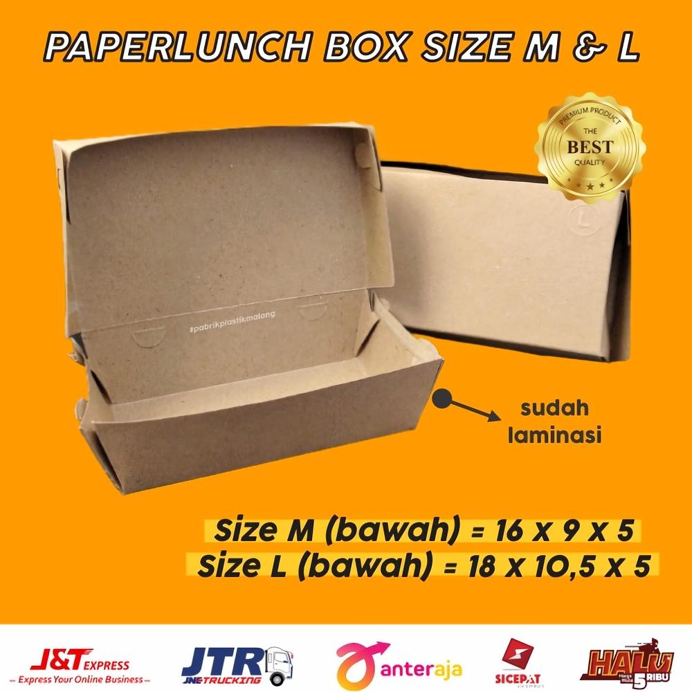 GROSIR [ PACK ISI 100PCS ] PAPER LUNCH BOX / KEMASAN LUNCH BOX / BOX AYAM GEPREK / BOX NASI TERMURAH