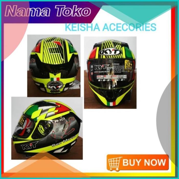 HELM KYT R-10 MOTIF SANMARINO GP RACE YELLOW FLUO BLACk FLAT PINLOCK 14JVNZ3 sparepart