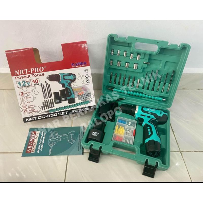 MESIN BOR CAS 12VOLT NRT PRO DC 330 / BOR CORLDESS NRT PRO 12V DC 330