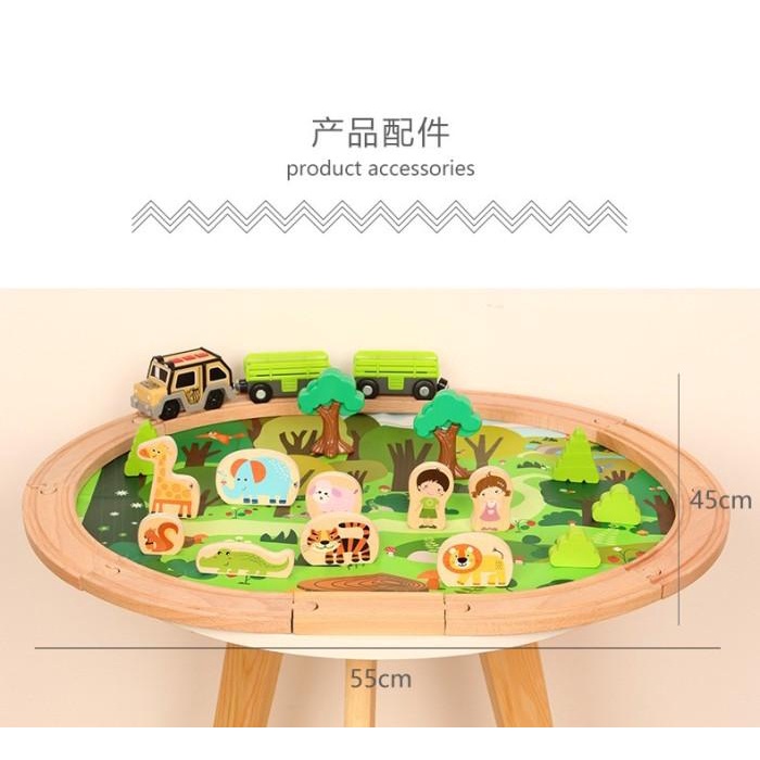 THE JUNGLE ORBIT WOODEN TRAIN JUNGLE TRACK TOYS 32 PCS - MAINAN KERETA