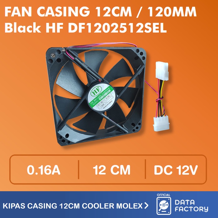 Fan Kipas Casing PC 12cm 120mm Case Black Cooling Cooler Desktop Molex
