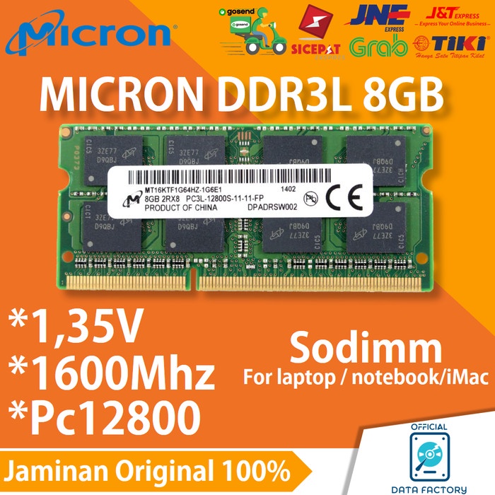 RAM LAPTOP MICRON DDR3L 8GB SODIMM 1600Mhz / PC12800 DDR3 1Rx8 MEMORY