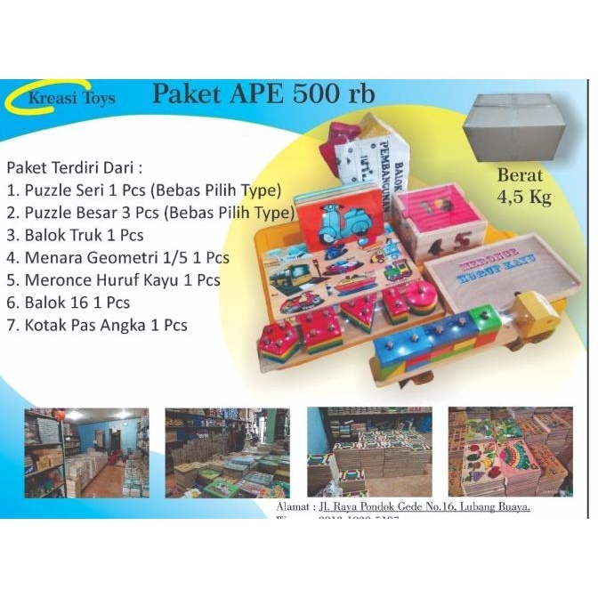 Paket Alat Peraga Edukatif Ape Paud Tk Paket Murah