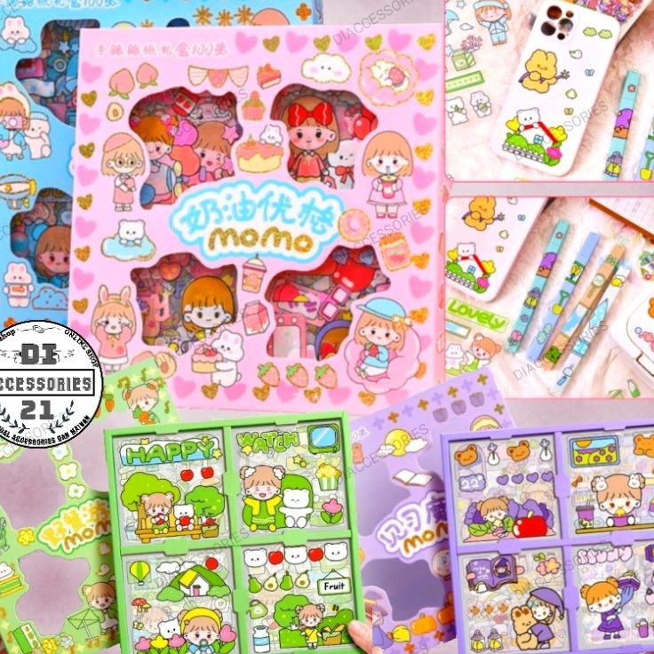 

➩wg Bestseller STICKER MOMO PRAKTIS WATERPROOF 100 PCS BOX BESAR / KECIL M63 ✹