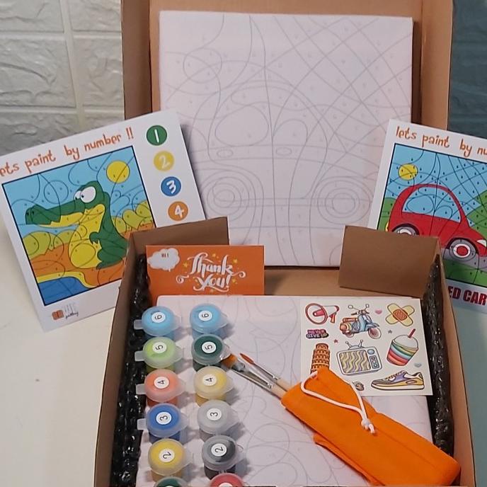 

Melukis / Paint By Number Kit Set for Kids : Car and Aligator