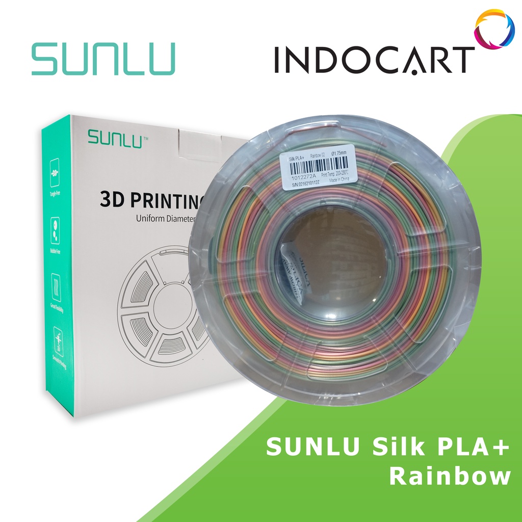 INDOCART Tinta Filamen 3D Printer Filament SILK PLA Rainbow 1.75mm 1kg