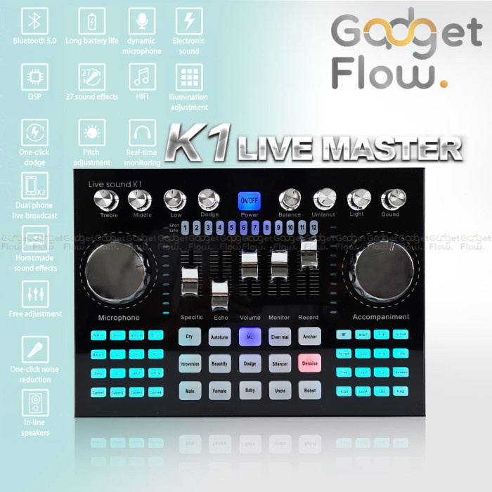 Sound Card Soundcard Recording 2 Mic Dual Channel Mixer Podcast - K1