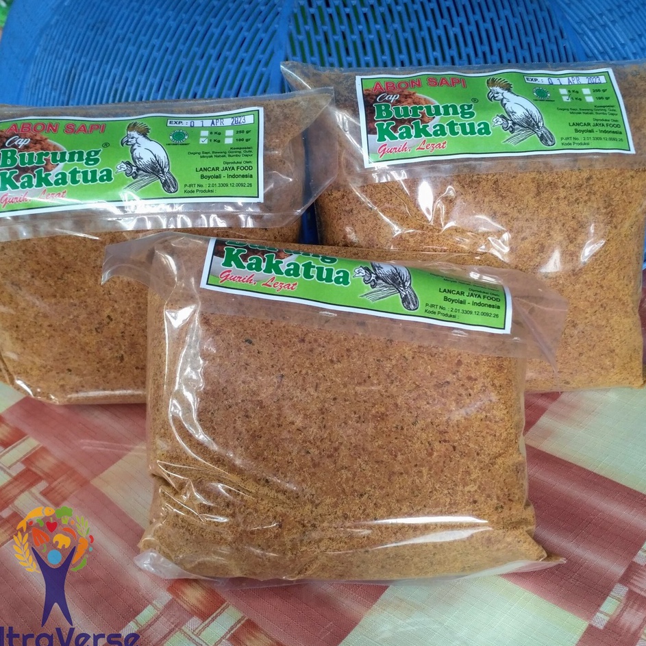 

↑ay Paling Popular❃ Abon Sapi Cap Kakatua Boyolali 1kg Cap Burung Kakatua Label Hijau Granul Halus Halal Murah M83 ➩