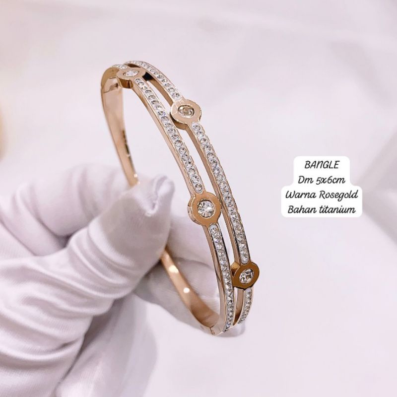 Gelang Titanium Asli mirip emas asli kilau Premium Quality Anti karat Anti alergi Stainless steel ori Gt80