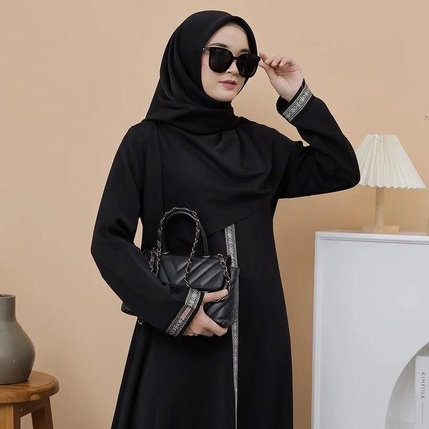 Gamis Hitam Modern Abaya Remaja Terbaru 2022 Turkey Putih Polos