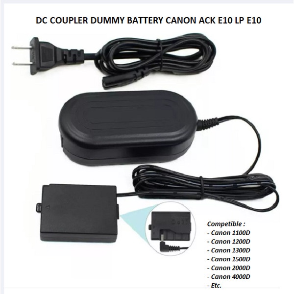 PROMO POWER ADAPTER DUMMY BATTERY ACK-E10 LP E10 FOR CANON EOS 1300D 1500D TERBARU