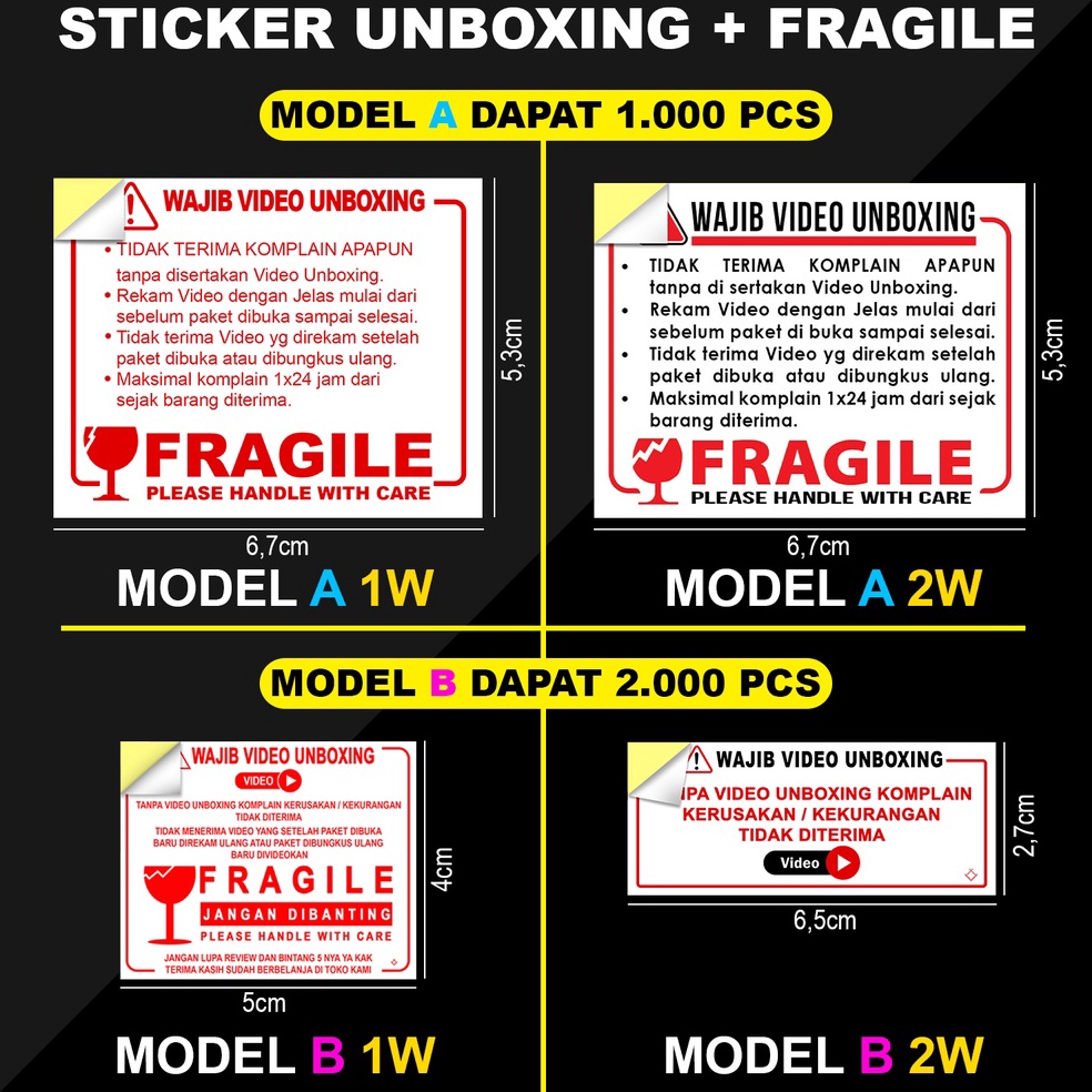 

Original Sticker Video Unboxing per Pack / Sticker Fragile Pecah Belah !