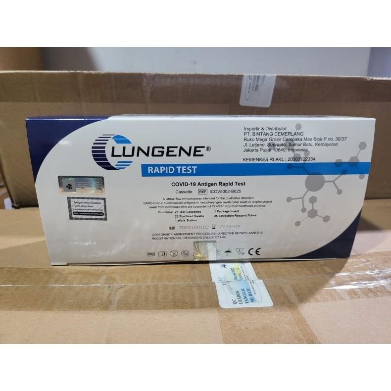 Laris Swab Test Antigen Lungene Akl Hologram Isi 25 Pcs Alat Tes Covid Clungene Kemenkes Original