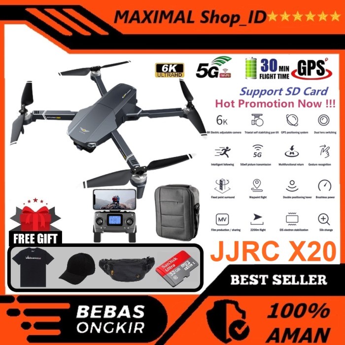 Drokam Drone Jjrc X20 6K Esc 3 Axis Gymbal Eis Camera Sony Gps 5G Wifi