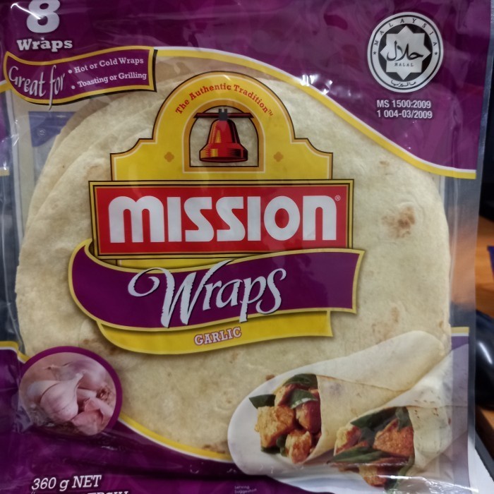 

Terlaris Kulit Tortilla Tortillas Wrap - Mission Wraps Garlic Isi 8 360Gr