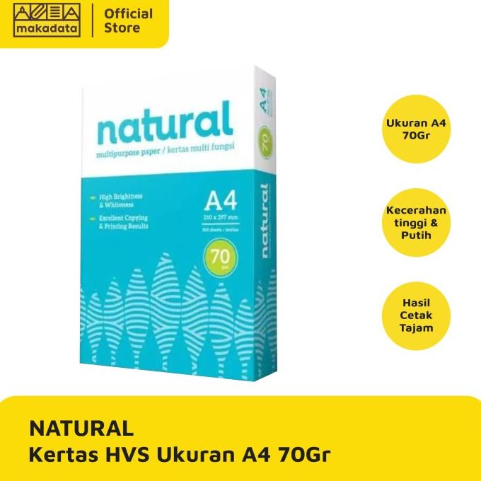 

KERTAS HVS | PRINT | FOTOCOPY NATURAL A4 70 GRAM (1RIM)