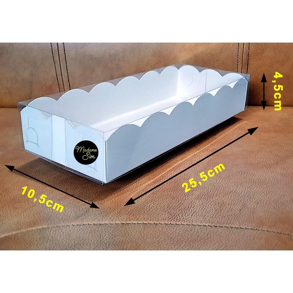 

7.7 BOX MIKA PUTIH - DUS KUE - KOTAK - KARDUS 25x10x4,5 (ISI : 10 PCS)