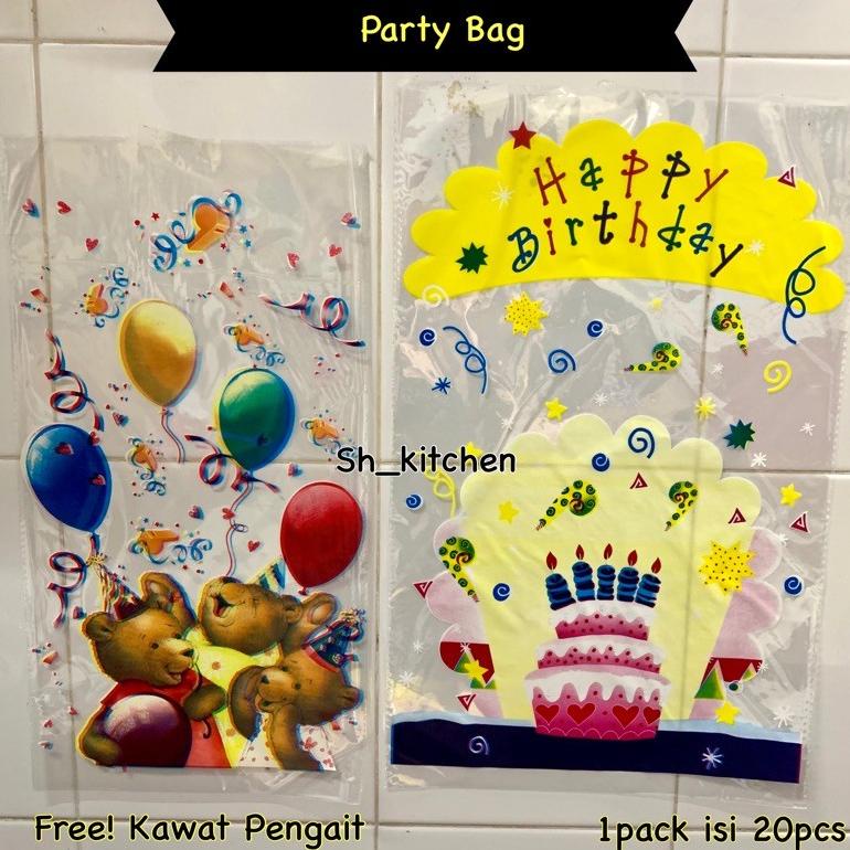 

New Party Bag Motif Plastik Bingkisan Ulang Tahun Anak Goodie Bag free kawat pengait