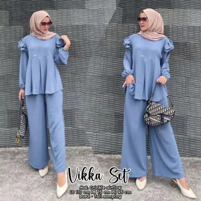 ONESET VIKA//SETELAN KERAH VIKA BEST SELLER//ATASAN KRINGKEL CRINCLE